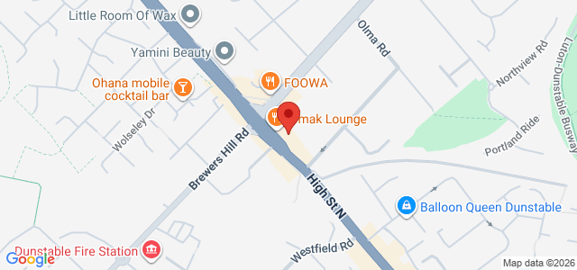 Map showing Chicken & Pizza Hott in Dunstable